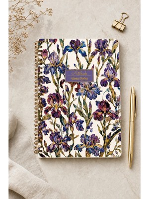 Victoria's Journals Floral Collection A5 Premium Spiralli Defter 90GR Kareli + Sticker