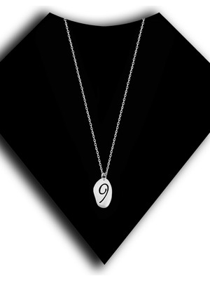 Roxx Jewellery 925 Ayar Gümüş Rakam 9 Plaka Kadın Kolye