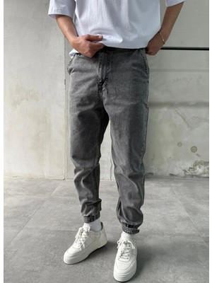 Difransel Jeans Bileği Cırtlı Açık Gri Jogger Pantolon