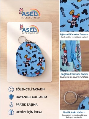 Asel Aksesuar Sevimli Fare Figürlü Kancalı Mini Kız Çocuk Cüzdanı ve Çanta Aksesuarı - 4 Farklı Desen