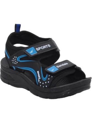 Mergenshoes S20 Siyah Mavi Günlük Erkek Çocuk Sandalet Ayakkabı