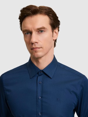Cacharel Erkek Lacivert Slim Fit Pamuk Klasik Gömlek 50285570-VR033