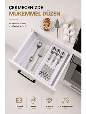 Fevito Çekmece Içi Kaşıklık Organizer Bölmeli Mutfak Düzenleyici Beyaz S-11030