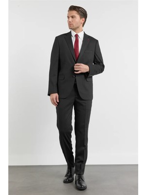 İmza Mono Yaka Kendinden Desenli 6 Drop Comfort Fit Esnek Takım Elbise 1001260161