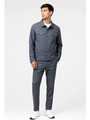 İmza Lacivert-Gri 6 Drop Slim Fit Esnek Takım Elbise 1001260176