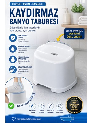 Funny Life Kaydırmaz Banyo Taburesi Bel Destekli Plastik Duş Oturağı Güvenli Banyo Taburesi