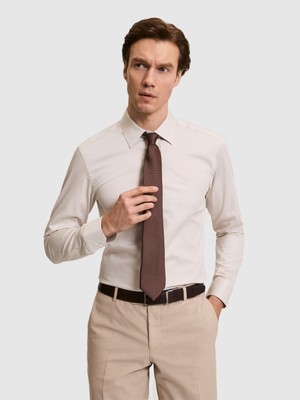 Cacharel Bej Slim Fit Pamuklu Klasik Gömlek 50311551 VR011