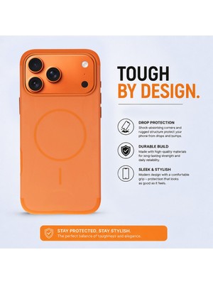 PLM Koen iPhone 17 Pro Max Uyumlu Magsafe Kılıf – Kablosuz Şarj Destekli, Köşe Koruma Darbe Emici, Şeffaf Mat Premium Telefon Kılıfı, Orange