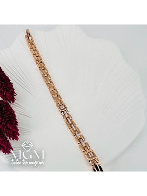 Svoria Store Rose Zirkon Taşlı Pirinç Bileklikler 19 cm - KBL0040