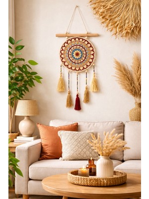 Makromenis Nazarlık Düşkapanı Nazar Boncuğu Rüya Tutucu Kapı Süsü Duvar Süsü Dreamcatcher Mandala