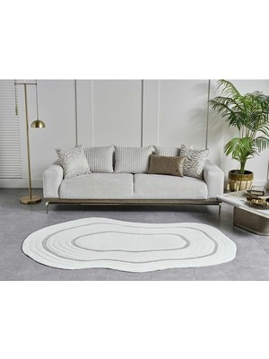 Gümüşsuyu Lugano Art 19040 Modern Oval Antitoz Halı Gri
