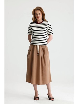 Rose Arya Camel Gabardin Etek