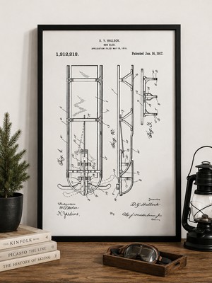 Pegziz Kızak Gövdesi Patent Çizimi Tablosu Duvar Dekor Tablo
