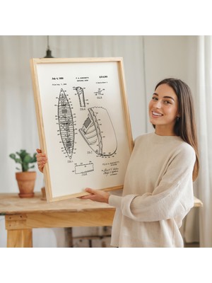 Pegziz Kano Gövde Yapısı Patent Çizimi Tablosu Duvar Dekor Tablo