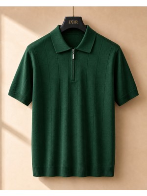 Ixir Yarım Fermuarlı Regular Kalıp Polo Yaka Triko T-Shirt