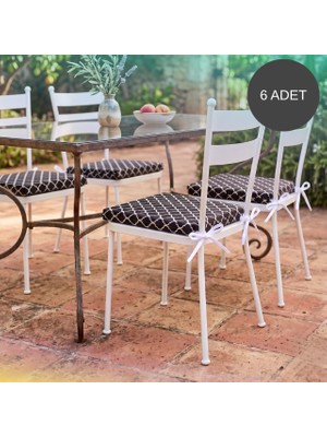 Bhomes Concept 6 Adet 40X40 cm Siyah Bağcıklı Sandalye Minderi Pamuk Polyester Kumaş Mutfak ve Bahçe Minder
