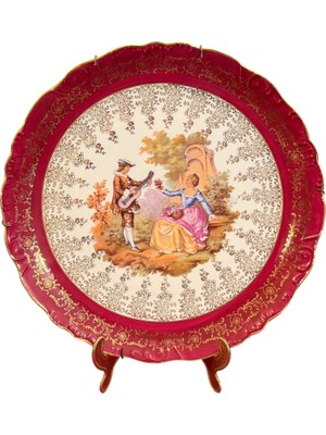 Limoges El Boyaması Porselen Duvar Tabağı - 30 cm Çapında