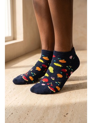 Bony Socks Kadın Meyve Desenli Step Çorap Lacivert