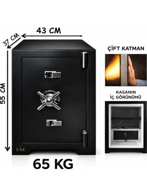 U.S.F Ev ve Ofis İşyeri Büro Tipi Altın Nakit Silah Ziynet Evrak Kıymetli Eşya Güvenli Anahtarlı Çelik Para Kasası 55 cm 65 kg
