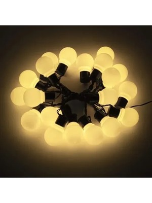 Bucuks Mey Ithalat® 5 Metre 28 LED Mini Top Işık Sarı Fişli Siyah Kablo