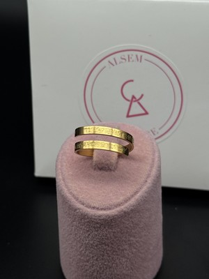 Alsem 925 Ayar Gümüş Kaplama Ayetel Kürsi Yazılı Ayarlanabilir Yüzük – Gold & Silver & Siyah Unisex Manevi Tasarım