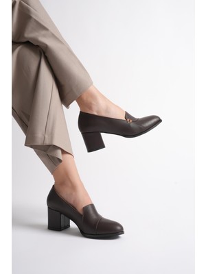 Analin Shoes Kadın Hakiki Deri Biyeli Topuklu Ayakkabı