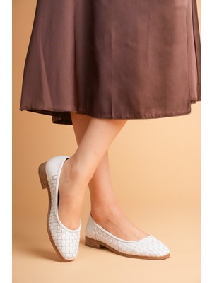 Analin Shoes Kadın Hakiki Deri Örgü Detaylı Babet