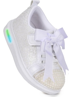 Kiko Kids Janes Işıklı Cırtlı Fiyonk Kız Çocuk Spor Ayakkabı