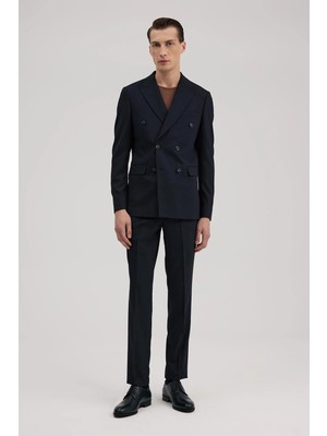 Jakamen Lacivert Slim Fit Sivri Yaka Takım Elbise