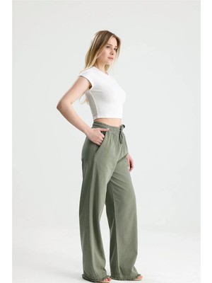 Rose Arya Yeşil Kirli Paça Pantolon