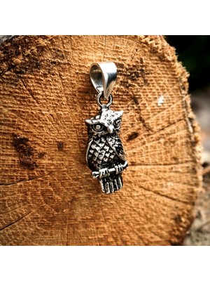 Ebrar Silver Gümüş Baykuş Kolye Ucu 925 Ayar Gümüş Baykuş Figürlü Unisex Kolye Ucu Kuş Kolye