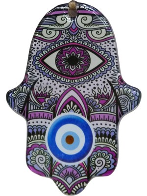 Mixperi 10X15 cm Cam Fatma Ana Eli Duvar Süsü - Nazarlık Motifli Mini Boy Otantik Duvar Dekoru - Askılı Hamsa Eli Ev Hediyesi