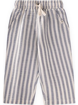 Cigit Müslin Pantolon 1-10 Yaş Indigo Kalın Çizgili