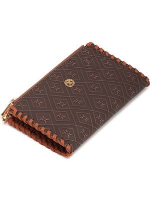 Tergan Kahverengi Print Kadın Cüzdan - S1CB00055828-R9C