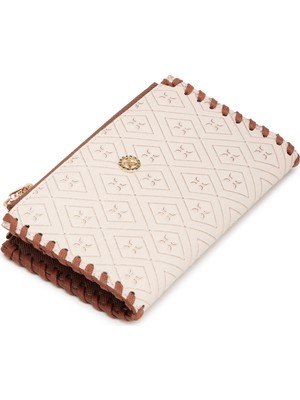 Tergan Bej Print Kadın Cüzdan - S1CB00055828-E52