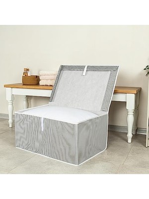 Esranın Dünyası Pazar Kapısı Çok Amaçlı Düzenleyici Kapaklı Sandık Tipi Kutu Hurç Organizer (50 x 40 x 30, Gri)