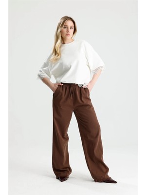Rose Arya Kahve Kirli Paça Pantolon