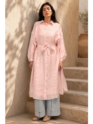Ceremony Çift Katlı Kuşaklı Nil Tunik 165 Pembe