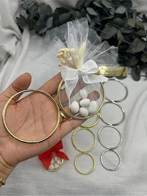 7 cm Altın Renkli Nikah Şekeri Demir Halka 50 Adet, Şık ve Zarif Hediye Seçeneği
