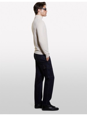 Sisley Kaşmir Karışımlı Dik Yaka Kazak Erkek Krem Kazak - 324A102HS2177