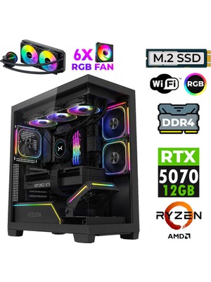Xaser Jett X10 Ryzen 7 5700X 16GB Ram 1tb M.2 Nvme SSD 12GB RTX5070 Sıvı Soğutmalı Oyuncu Bilgisayarı