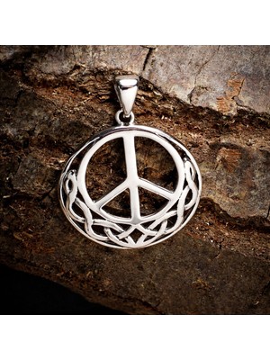 Ebrar Silver Gümüş Barış Işareti Kolye Ucu 925 Ayar Gümüş Barış Simgesi Unisex Kolye Ucu