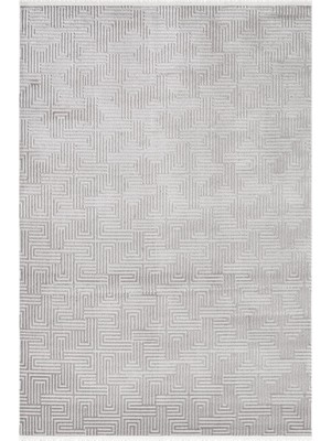 Karmen Halı Jade JD009G Gri Halı Modern Desenli Triko Akrilik Pamuk Tabanlı Kaymaz Salon Oturma Odası Halısı