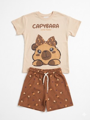 Capybara Baskılı Kız Çocuk 2'li Takım
