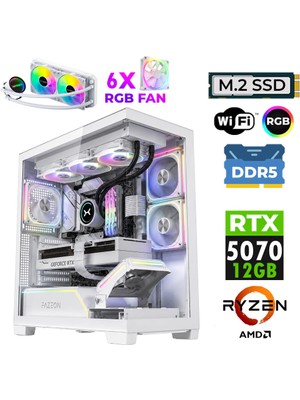 Xaser Jett X60 Ryzen 5 7500F 16GB Ddr5 Ram 1tb M.2 Nvme SSD 12GB RTX5070 Sıvı Soğutmalı Oyuncu Bilgisayarı