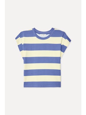 Mudo Kadın Sarı Çizgili Loose Fit Kolsuz T-Shirt