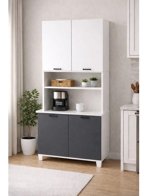 Lale 207 cm Çok Amaçlı Dolap Antrasit/beyaz