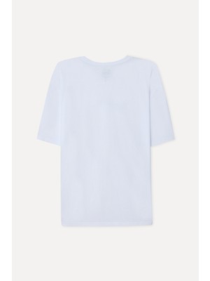 Mudo Erkek Beyaz Baskılı Comfort Fit Bisiklet Yaka T-Shirt