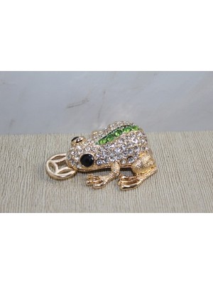 Ozcmax Swarovski Taşlı Minik Figürr - Kurbağa
