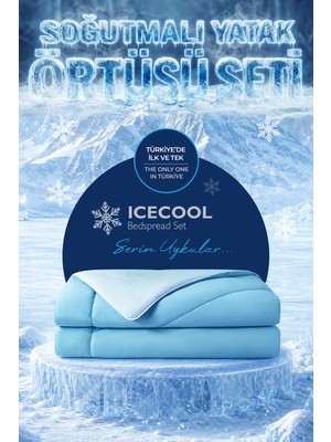 Evien Home Soğutmalı Yatak Örtüsü Seti Tek Kişilik Serinletici Soğuk Icecool 2 Parça Çift Taraflı Mavi Turkuaz